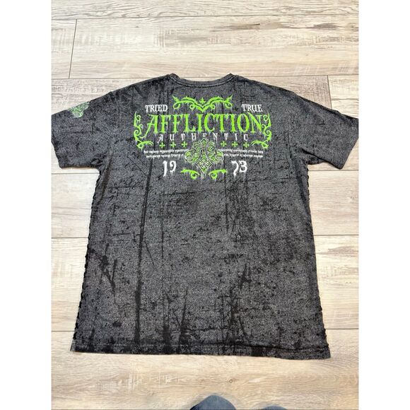 Affliction men’s grey/green t-shirt size 2X - Picture 8 of 12